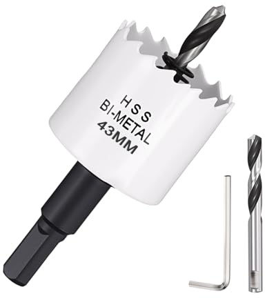 DTGN Kit de scie-cloche M42 - 43 mm pour acier, aluminium, laiton, cuivre, PVC, bois - Blanc