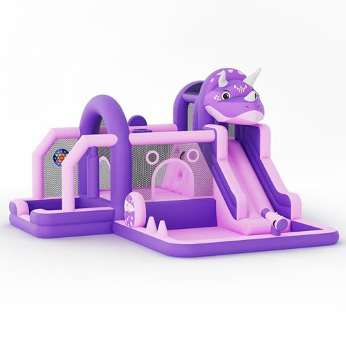 Château Gonflable Dinosaur avec Toboggan Et Souffleur, Aire De Jeu Géante 382×375×254 cm, Maison Gonflable en Tissu Oxford Durable, Parc De Saut pour Enfants, Usage Intérieur & Extérieur