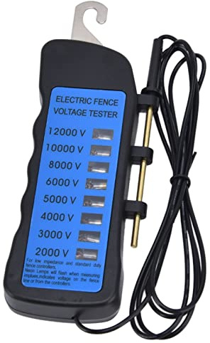 Nikou Elektrozaun Spannungsprüfer, 12KV Neon-Zaun-Tester, 2000 Bis 12000 V Zaunprüfer Weidezaun Prüfgerät mit 8 Neon-Anzeigeleuchten, Wasserdicht für Gartenbauernhof, Viehzaun Prüfstift