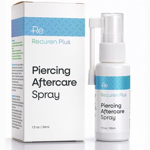Piercing Reinigung Pflege Spray Lösung: Recuren Plus Sanfter Nebel für Piercings – Piercing Spray für Ohr, Nase, Zunge & Bauchnabel – Beruhigende Piercing Pflege, tägliche Anwendung, 30 ml