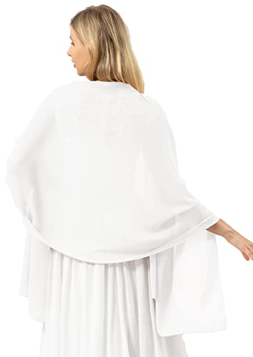 bridesmay Damen Halstuch Sommer Schal Festliche Stola für Abendkleid Hochzeit Chiffon Silk Scarf Ivory S