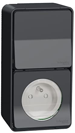 Schneider Electric MUR36025 Prise de courant + Va et Vient verticale mureva Styl, 250 V, Gris