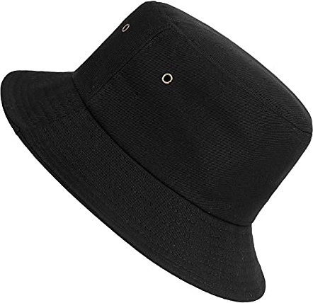 Fischerhut Baumwolle Bucket Hat Unisex Strandhut Freizeithut Schlapphut Schwarz