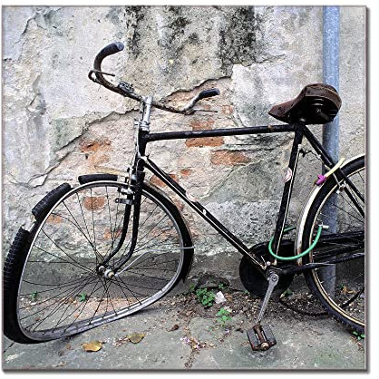 banjado® Glas Magnettafel mit 4 Magneten - Magnetwand 50x50cm mit Motiv Nostalgie Rad - Memoboard/Pinnwand magnetisch, beschreibbar, perfekt für die Küche - Magnetboard auch als Wandbild/Wandtafel