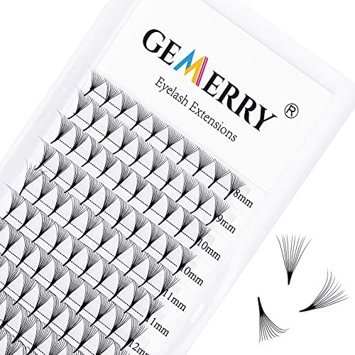 10D Extension Cils Volume Russe, 0.07mm D Curl Extension Cils 8-14mm Mix Soie Naturel Premade Professionnel Individuels By GEMERRY (0.07-10D-D curl-mix)