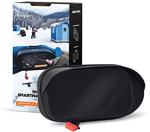 Deeper Unisexe Hiver Smartphone 2.0 Pour la Pêche Sur Glace - Réglable, Étui, Parfait Pour Les Températures Inférieures à Zéro, Plein Air, Camping, S'Adapte Aux Téléphones Jusqu'À 163 X 80 Mm, Noir