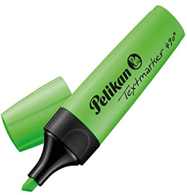 Pelikan Textmarker 490, 10 x Neon-Grün, 10 Stück, mit Keilspitze