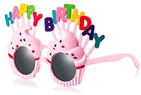 Longsing Alles Gute Zum Geburtstag Sonnenbrille Neuheit Lustige Creme Eis Dekoration Brillen Für Alles Gute Zum Geburtstag Party Photo Booth Requisiten(Rosa)