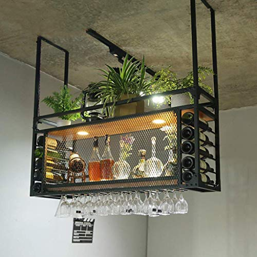 Portabottiglie Da Soffitto Con Porta Bicchiere Da Vino Portabottiglie Da Parete Scaffale A Soffitto Appeso Cucina Bar Legno Appeso In Metallo Porta Calice Portabottiglie