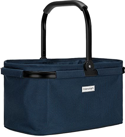 anndora Einkaufskorb 22 Liter Korb Picknickkorb - Hahnentritt Blau