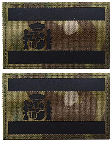 Parche reflectante de bandera IR de España, parche militar táctico moral, emblema, parches para coser en ropa, mochila, accesorios (verde negro)
