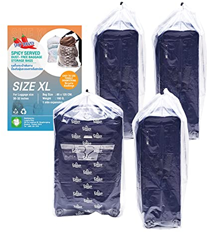 4 Stück Staubschutz Große Kunststoff Kordelzug Beutel Mehrzwecktasche für Lagerung und Aufbewahrung von Gepäck, große Puppen, Koffer, gut für Haushalt Organisation wiederverwendbar (XL (85 x 125 cm)