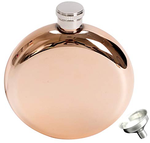 Petaca redonda de acero inoxidable 304, portátil, de color oro rosa, petaca para chupitos para mujeres, niñas, hombres, fiestas, 5 oz