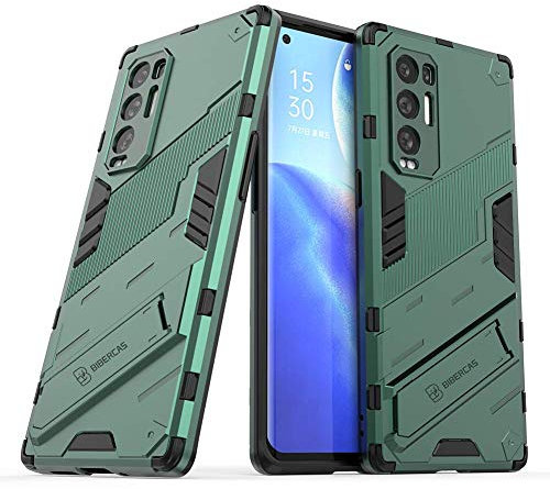Gehäuse Hülle für Oppo Find X3 Neo/Reno5 Pro+ 5G Hülle, Oppo Find X3 Neo/Reno5 Pro+ 5G Gehäuse Robuste TPU / PC-Doppelschicht-Hybrid-Panzerabdeckung, Handyhülle für Oppo Find X3 Neo/Reno5 Pro+ 5G-Grün