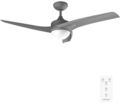 Cecotec Ventilatore da Soffitto con Luce EnergySilence Aero 460. 55 W, Telecomando, Luce, Diametro 106 cm, 3 Pale del Ventilatore, 3 Livelli di Velocità, Funzione Invernale (Diametro 132 cm, Grigio)