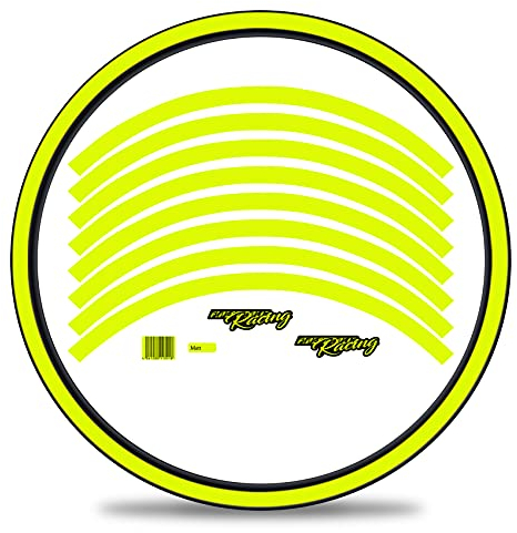 16-teiliges Set Felgenrandaufkleber Sticker für Fahrrad Felgen im Classic Design Komplett Set für 27 29 für Ebike Rennrad Mountainbike MTB Laufrad RX037 (Neon Gelb, Matt)