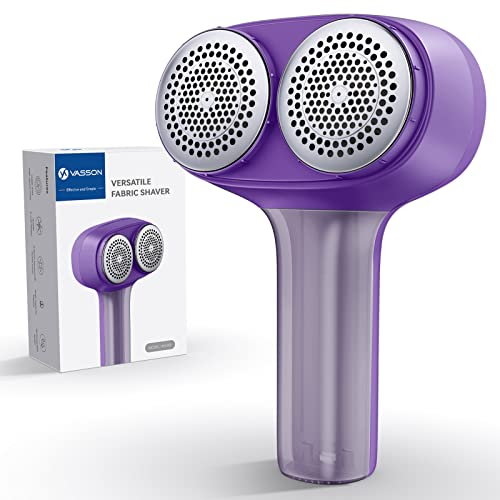 VASSON Stoff-Rasierer, Elektrischer Fusselentferner, wiederaufladbarer Fusselrasierer, Pullover-Rasierer zum Entfernen von Pilling, großer Fusselentferner für Kleidung Couch Möbel (Lila)