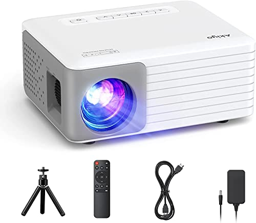 Mini Proiettore con Treppiede, AKIYO O1 Proiettore Portatile 15000 Lumens, Videoproiettore 4K Supporto Full HD 1080P, ±50° Keystone, Zoom 50%, Home Theater Movie, per Phone/TV Stick/HDMI/USB