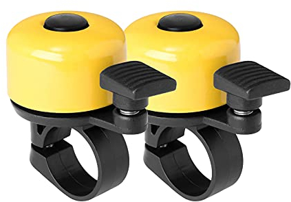 Binudum Fahrradklingel 2er Pack Laut und Melodisch Klang Fahrrad Klingel Klassisch Mini Fahrradglocke für Kinder und Erwachsene für Rennrad, Mountainbike und Roller (Gelb 2 Pcs)