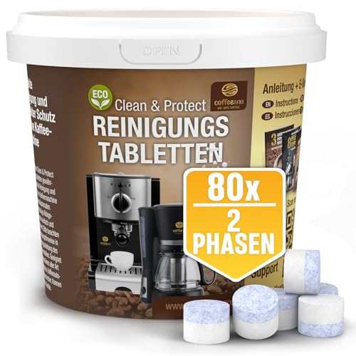 80x 2-phases Pastille de nettoyage pour Jura, Krups, Melitta, Delonghi, Siemens, Philips, Bosch, Tassimo, Nespresso, Sage, Senseo machines à café automatiques et cafetières - Coffeeano