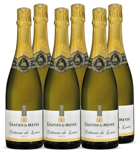 Gratien & Meyer Crémant de Loire A.O.C Brut (6x0,75l) Edler französischer Schaumwein - Cremant auf Champagner Niveau - Frisch fruchtig, Traditionelle Flaschengärung