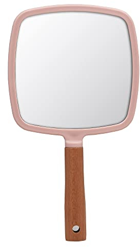 YCHMIR Petit miroir à main carré en bois pour femme, 14 x 25 cm, blanc