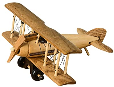 Katutude Holz Flugzeug Modell, Vintage Holz Modell Flugzeug Spielzeug, Doppeldecker Anhänger Spielzeug, Miniatur Dekoration Flugzeug Handwerk Modelle Desktop für Foto Requisiten