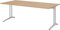 bümö Schreibtisch groß, B-Serie 200x100 cm, Tischplatte aus Holz in Eiche, Gestell aus Metall in Silber - PC Tisch, großer Computertisch für's Büro, Office Bürotisch