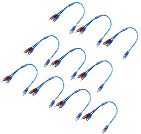 Piutouyar RCA Y Adapter Splitter Cable 1 Female to 2 Male, Car Audio Converter Connector for Car Audio, Subwoofer, TV, Home Theater(10Pcs)