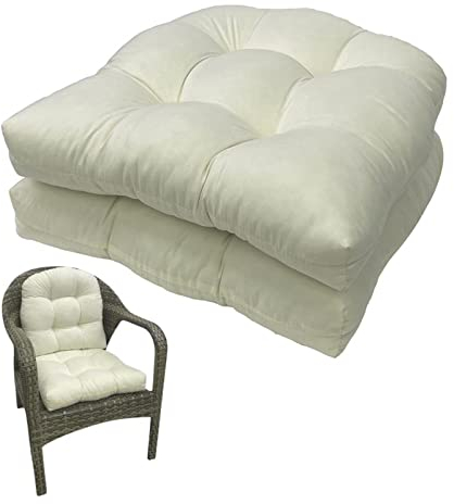 DXDRT Sitzkissen Gartenstuhlauflage Wasserdicht 2 U-Form Indoor Outdoor Stuhlauflagen Hochlehner-Auflage Sitzauflage Terrasse Sessel Deckchair Liege Rocking Stuhl Pad,Beige