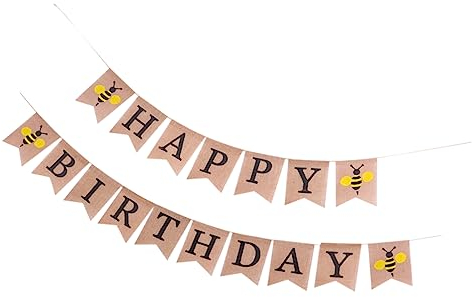 Happy Birthday Wimpelkette, Geburtstagsbanner aus Stoff für Partys