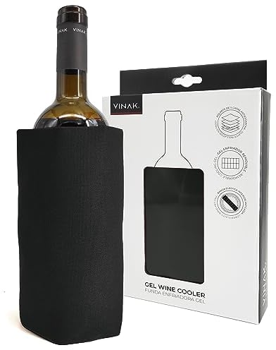 VINAK - Manchon refroidisseur GEL | Rafraîchisseur pour bouteilles de vin | Gel de qualité non-frost | Fabriqué avec 5 couches isolantes | Bande élastique anti-chute inférieure (Noir)