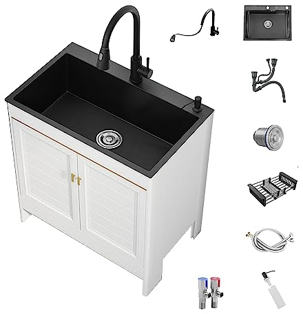 Spüle mit Unterschrank,Waschbecken Küche,Spülbecken,Camping Waschbecken,Outdoor Spüle,Spülenschrank mit Spüle und Armatur,mit Ausziehbarem Wasserhahn,Für Garden,KommerziellesRestaurant,Waschküche ( Co