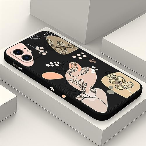 LEECG für iphone 11 Hülle Seite kreatives Design Drucke Schlanke Weiche Schützende Handyhülle iphone 11 6,1 Zoll-Morandi Schwarz