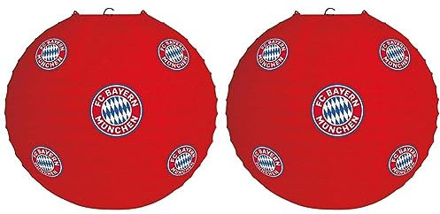 amscan 9906517 - FC Bayern München Lampion, 1 Stück, Größe 20 cm, aus Papier, mit Bayernlogo, perfekt als Dekoration für die Fan-Party oder das Fußballfest (Packung mit 2)