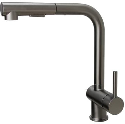 Miscelatore Cucina Estraibile Rubinetto Cucina con Doccetta Girevole a 360° Maniglia Singola Acqua Fredda e Calda 2 Modalità Rubinetto Lavello Cucina Estraibile-Grigio