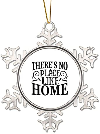 Weihnachtsschmuck aus Zinn mit Zitat There's No Place Like Home, Metall-Schneeflocke, Weihnachtsschmuck für Weihnachtsbaum, Anhänger, Kugel, Strumpfanhänger, Winter, Neujahr, Urlaub, Souvenir,