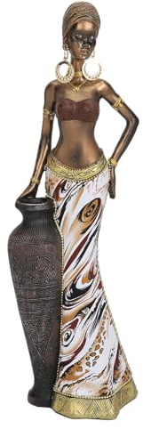 Pssopp Afrikanische Frauen Figur Tribal Lady Figur Statue Afrikanische Dame Skulptur für Home Decor Western Art Housing Culture Ornament (G04173A)