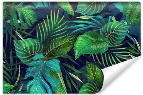 Muralo - 3D Tapete Vliestapete - Fototapete 3d Effekt - Tapete für Wohnzimmer Schlafzimmer Wandtapete - Fototapete - Tropical Blätter Motiv - Br.208cm x Hö.146cm