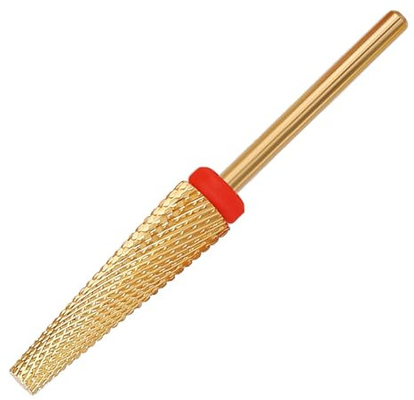 ERUIKA Super Long 5 in 1 Nail Drill Bits, Professional 3/32'' Carbide Tungsten Two Way Rotary Advanced Safety Bits, Fast Remove for Manicure Pedicure Cuticle Acrylic Nails (Gold, Fine-F)