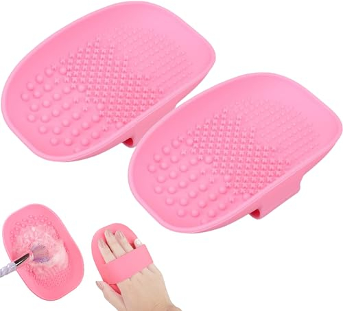 2 Tampons de Nettoyage pour Pinceaux de Maquillage, Laver Le Tampon pour Pinceaux de Maquillage, Tapis de Nettoyage de Beauté en Silicone, pour Brosse à Sourcils, Pinceau de Fond de Teint