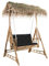 Camerina Hollywoodschaukel mit Palmblättern und Kissen 202 cm Bambus artenschaukel Hollywoodschaukel Hängeschaukel Gartenbank Bank Schaukel