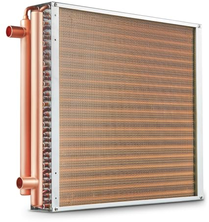 VEVOR Heat Exchanger Water to Air, 20x 20 with 3-Row 3/8 Copper Ports, 242 Aluminum Fins Heat Exchanger for Outdoor Wood Furnaces, Residential Heating and Cooling, and Forced Air Heating