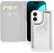 kate spade new york Wallet Folio Schutzhülle für iPhone 16, kompatibel mit kabellosem Laden, Designer-Handyhülle, Metallic-Silber