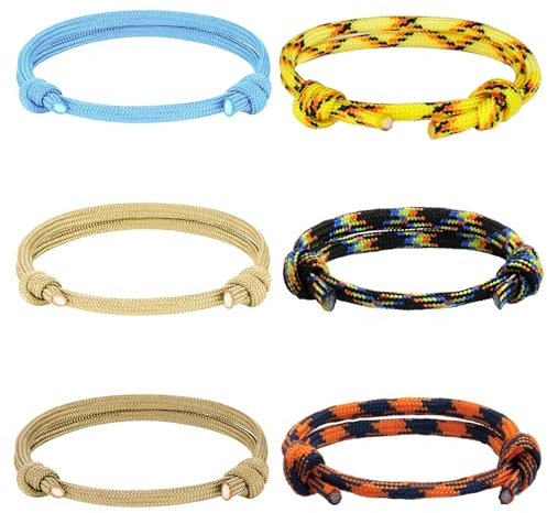 XSDSLS 6 Pièces Nautique Tressé Bracelet pour Homme Femme bracelet de surf nautique réglables Coloré Marine Corde Surf Bracelets Bracelet tissé Fait à la Main bracelet pour homme (Set 6)
