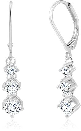 ALEXCRAFT Silber 925 Ohrringe Hängende für Damen Frauen, Hypoallergen Französische Ohrringe Silber 925 Kleine Creolen mit Anhänger Zirkon Stein Strass Ohrhänger Silber Glitzer Tropfenohrringe Lange