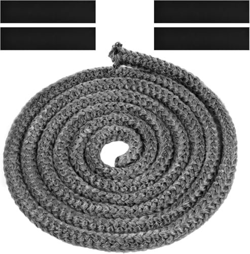 Flintronic Guarnizione per Porta Stufa, Fibra di Corda Ignifuga, Stufa a Pellet, Alta Temperatura, Nastro Isolante in Fibra, per Stufe, Tubi Di Forni, Porta del Forno, Camino(Φ16mm x 2.5m)- Grigio
