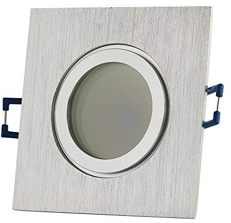 6x LED Einbaustrahler Set 7 Watt neutralweiß IP44 eckig Edelstahl gebürstet 12V - MR16 Einbau-Spot für Bad oder Außen - Deckenleuchte 60-70mm Decken-Strahler Feuchtraum Dusche