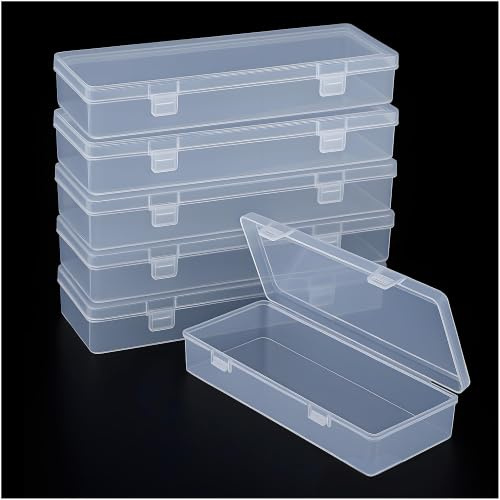 Forever bene 6 transparente Kunststoffboxen mit Scharnierdeckel, 15,5 × 6,5 × 3 cm
