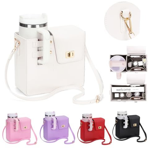 Orgonite Sac à bandoulière portable pour Stanley Sport Sac à bandoulière Stanley Cup Sac pour bouteilles d'eau Sac de transport pour accessoires Stanley Cup, A05 White